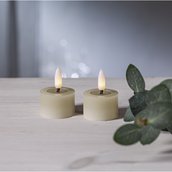 Flamme beige flow 2-pack LED-ljus värmeljus