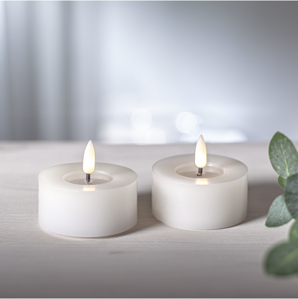 Flamme flow 2-pack LED-ljus vit större värmeljus