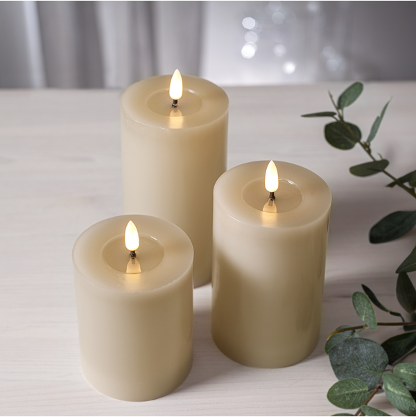 Blockljus beige LED 12,5cm