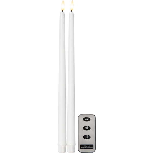 Antikljus vit LED 38cm 2-pack ink. fjärrkontroll