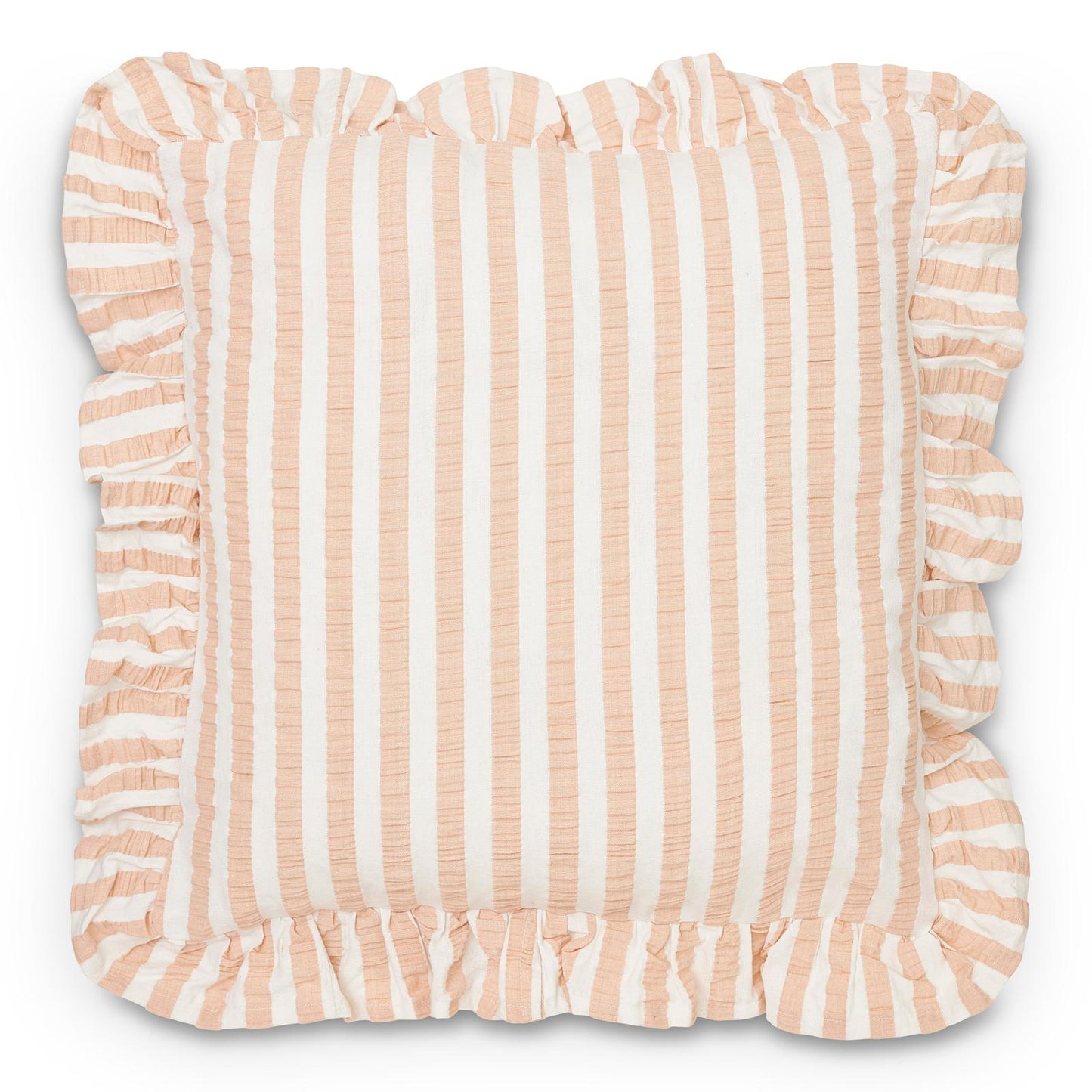Alina rosa/vit kuddfodral med volanger 45x45cm