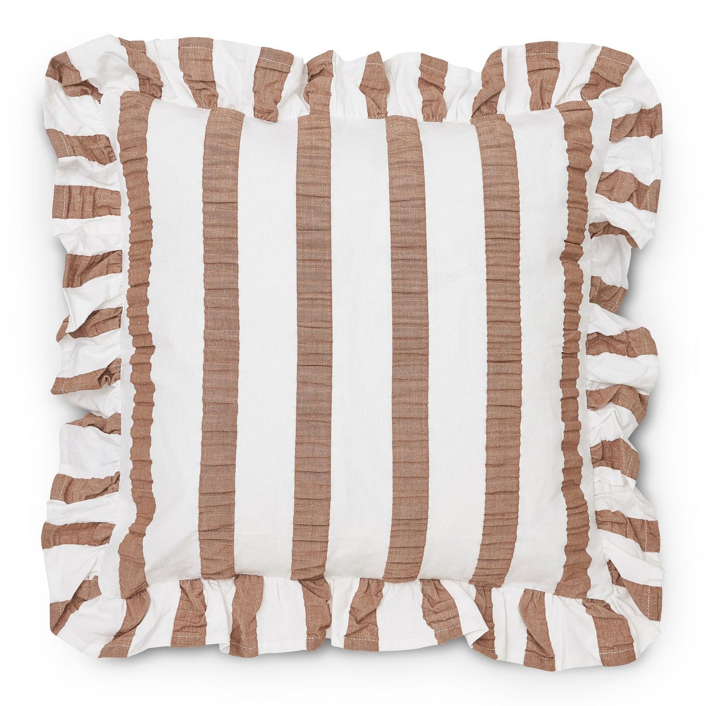 Alina brun/vit kuddfodral med volanger 45x45cm