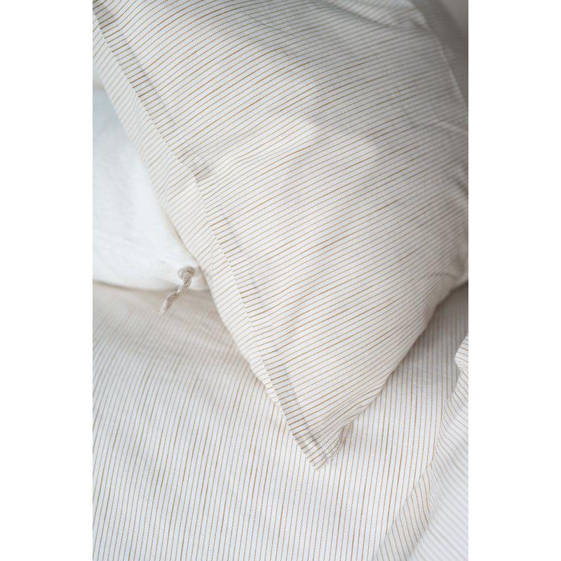 Yoko offwhite/brun bäddset enkelsäng smalrandigt