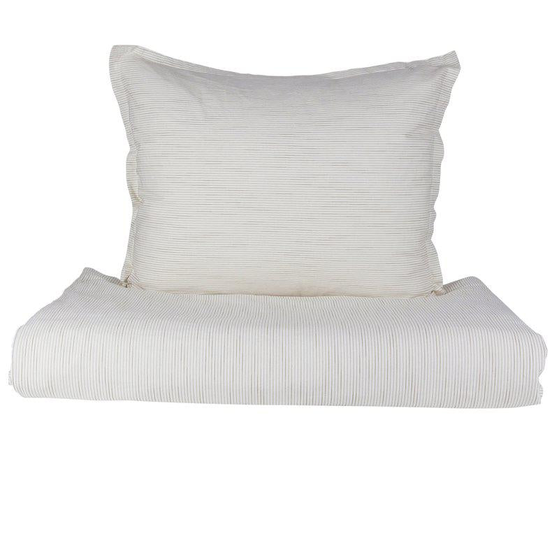 Yoko offwhite/brun bäddset enkelsäng smalrandigt