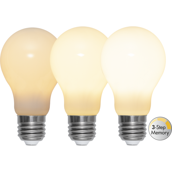 LED-LAMPA E27 A60 OPAQUE FILAMENT RA90 3-STEP MEMORY