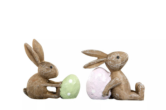 2-pack kaniner med ägg grön/rosa