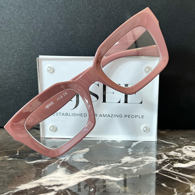 Läsglasögon Hello Khaki Rose, finns i flera styrkor