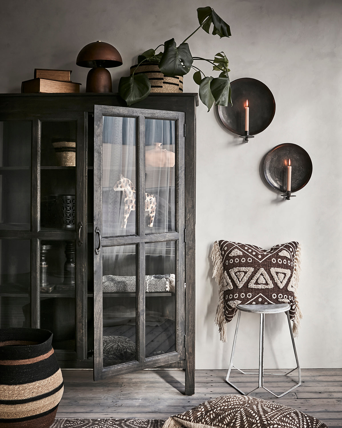 Carter väggljushållare S, Mörkbrun