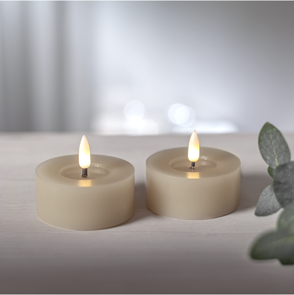 Flamme flow 2-pack LED-ljus beige större värmeljus