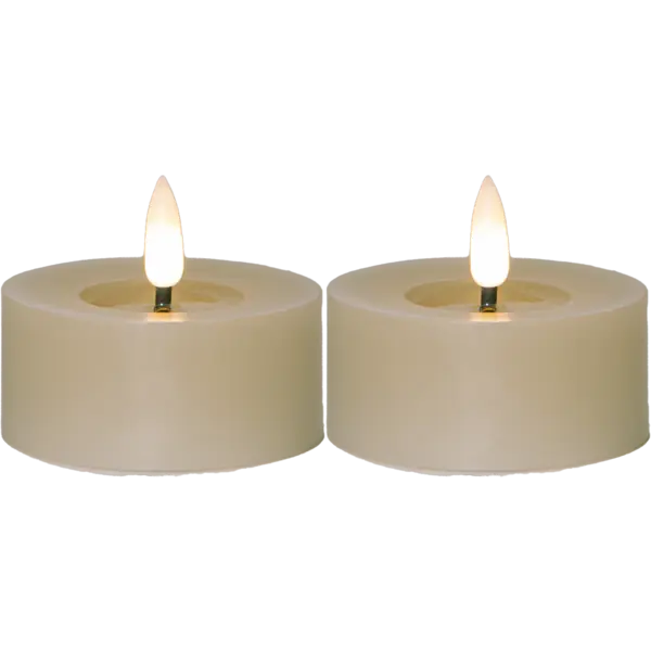 Flamme flow 2-pack LED-ljus beige större värmeljus