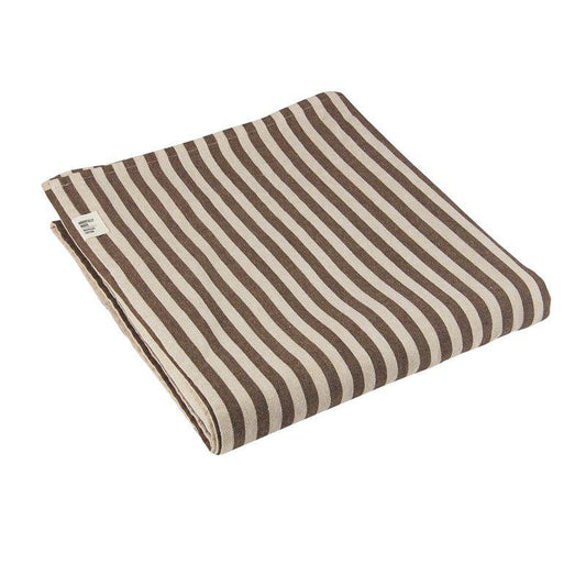 Svea randig nougat duk 140x300cm
