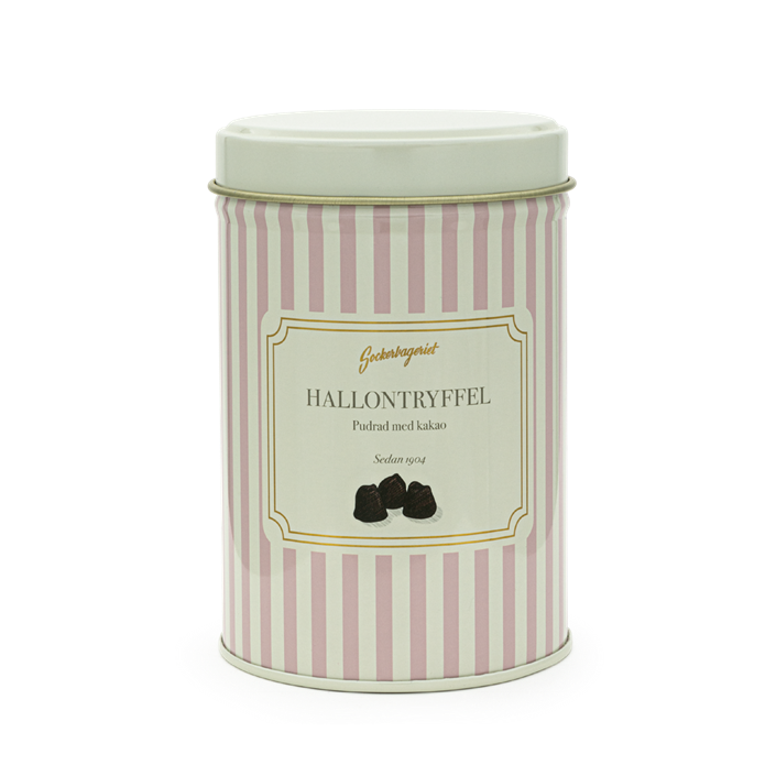 Premium hallontryfflar i plåtburk 100gr