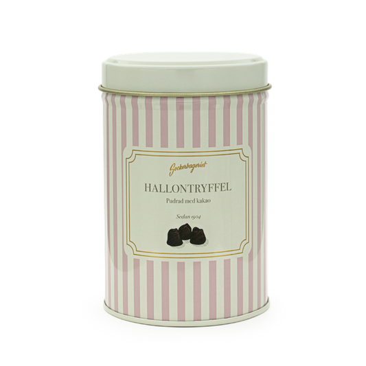 Premium hallontryfflar i plåtburk 100gr