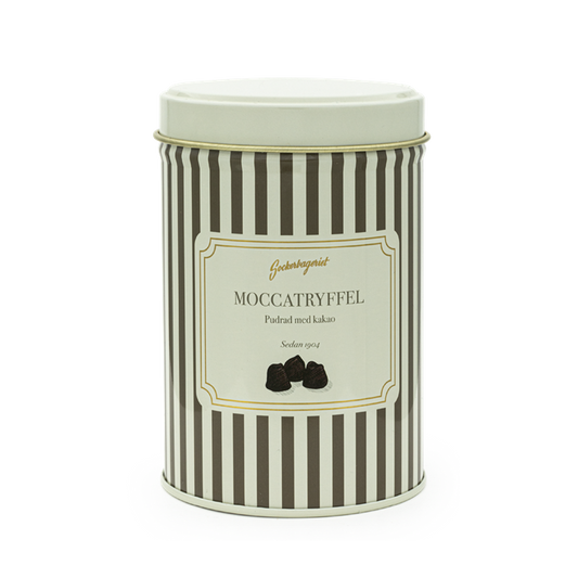 Premium moccatryfflar i plåtburk 100gr
